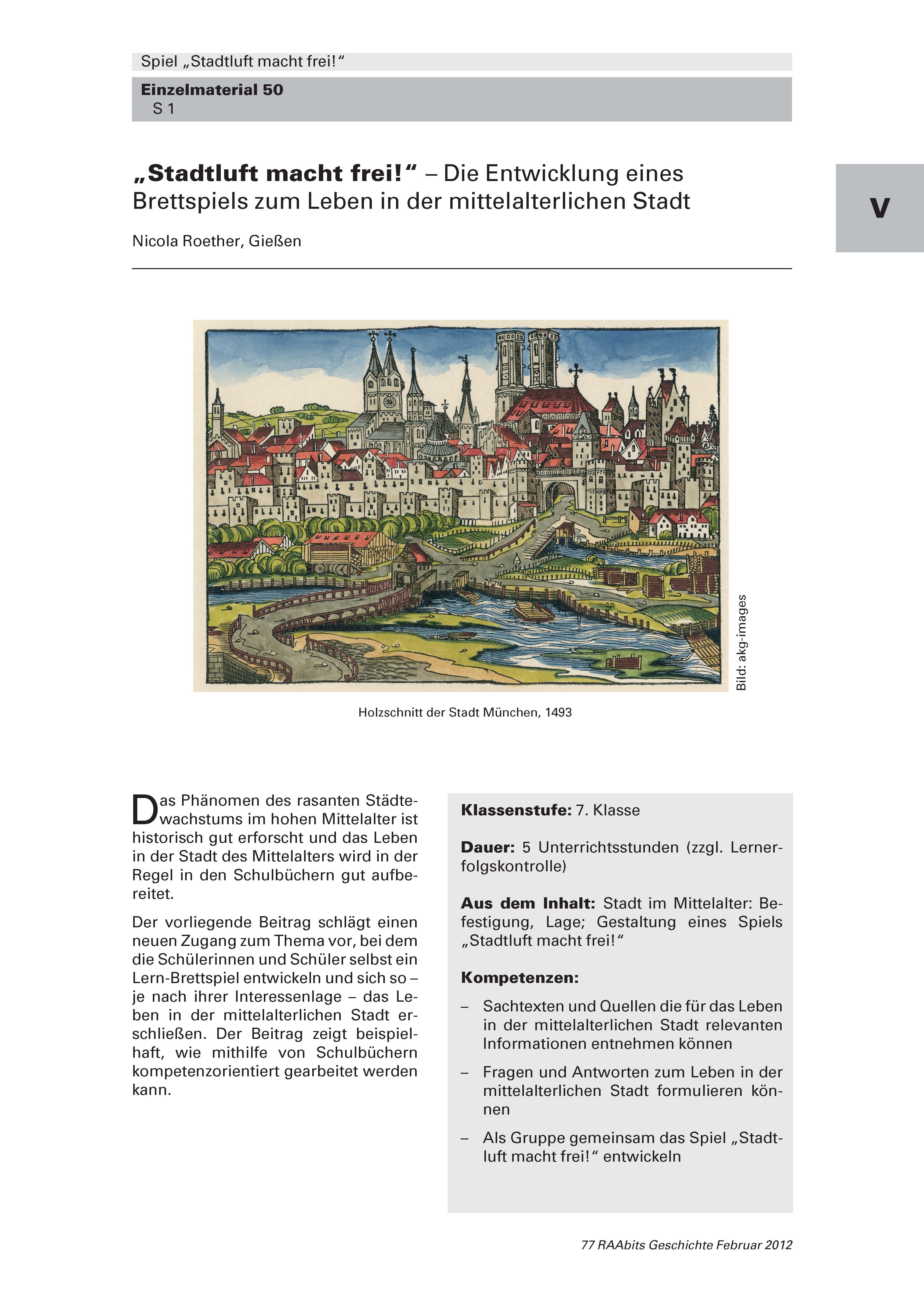 Der stadt in unterrichtsmaterial mittelalterlichen leben Arbeitsblatt: Arbeitsblätter