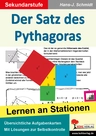 Stationenlernen: Der Satz des Pythagoras - Aufgabenkarten mit Lösungen zur Selbstkontrolle - Mathematik