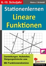 Lineare Funktionen - Stationenlernen - Darstellungen, Nullstellen, Steigungsdreiecke usw. Mit einem Funktionendomino - Mathematik