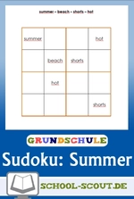 Sommerliche Wort-Sudokus zum Thema "Summer" - 3 Schwierigkeitsstufen! - Spielend leicht Vokabeln lernen - Englisch