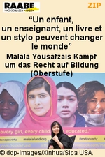 Malala Yousafzais Kampf um das Recht auf Bildung (Oberstufe) - Un enfant, un enseignant, un livre et un stylo peuvent changer le monde - Französisch