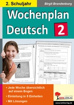Wochenplan Deutsch / Klasse 2 - Jede Woche übersichtlich auf einem Bogen! (2. Schuljahr) - Deutsch