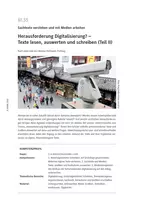 Herausforderung Digitalisierung? Texte lesen, auswerten und schreiben (Teil II) - Sachtexte verstehen und mit Medien arbeiten - Deutsch