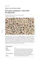 Don't panic, paraphrase! - How to find the right words - Business communication: speaking - Englisch