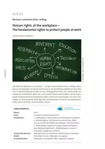 Human rights at the workplace - The fundamental rights to protect people at work - Englisch