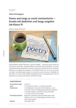 Poems and songs as social commentaries - Kreativ mit Gedichten und Songs umgehen - Englisch