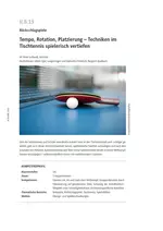 Techniken im Tischtennis spielerisch vertiefen - Tempo, Rotation, Platzierung - Sport