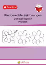 Kindgerechte Zeichnungen zum Nachspuren - Pflanzen - Geübt wird das Nachspuren von Ecken, Geraden und Kurven - Deutsch