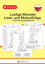 Lustige Monster: Lese- und Malaufträge - In drei Schwierigkeitsstufen - Deutsch