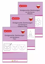 Themenpaket: Kindgerechte Zeichnungen zum Nachspuren - Hand-Auge-Koordination, Ausdauer und Wahrnehmun - Deutsch