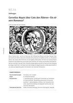 Cornelius Nepos über Cato den Älteren - Ein vir vere Romanus? - Latein