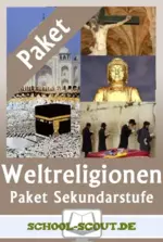 Die großen Weltreligionen - Paket Sekundarstufe - Stationenlernen & Arbeitsblätter im praktischen Paket - Religion
