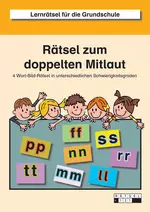 Rätsel zum doppelten Mitlaut - 4 Wort-Bild-Rätsel in unterschiedlichen Schwierigkeitsgraden - Deutsch