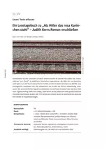 Ein Lesetagebuch zu "Als Hitler das rosa Kaninchen - Judith Kerrs Roman erschließen - Deutsch