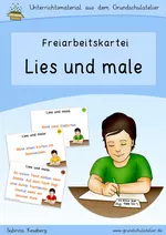 Lies und male (Lesemalkartei, Silbenlesen) - 3-fach differenziert, mit farbigen Silben (Silbenlesen) - Deutsch