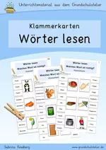 Wörter lesen (Klammerkarten für das erste Lesen) - 50 Klammerkarten zum Lesen von Wörtern - Deutsch
