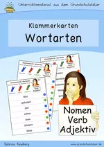 Wortarten (Klammerkarten) - 60 Klammerkarten zur Bestimmung der Wortarten Nomen, Verb und Adjektiv - Deutsch