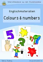 Colours and numbers (Farben, Zahlen) - Bildkarten, Sprechanlässen, Hörverstehensübungen, Schreibaufgaben und Leseübungen - Englisch