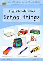 School things / at school (Schule) - Bildkarten (flashcards), Arbeitsblätter, Lernspiele, u. m. mit Sprechanlässen, Hörverstehensübungen, Schreibaufgaben und Leseübungen - Englisch