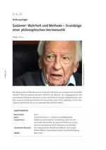 Gadamer: Wahrheit und Methode - Grundzüge einer philosophische Hermeneutik - Ethik
