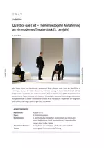 Qu'est-ce que l'art? - Themenbezogene Annäherung an ein modernes Theaterstück (5. Lernjahr) - Französisch
