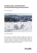 Fremdenverkehr und Klimawandel - Das Beispiel Winterberg (Hochsauerland) - Erdkunde/Geografie