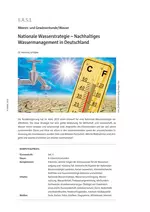Nationale Wasserstrategie - Nachhaltiges Wassermanagement in Deutschland - Erdkunde/Geografie