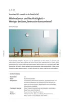 Minimalismus und Nachhaltigkeit - Weniger besitzen, bewusster konsumieren? - Verantwortlich handeln in der Gesellschaft - Ethik